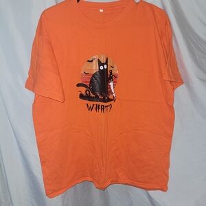 Orange T-Shirt with Cat Graphic